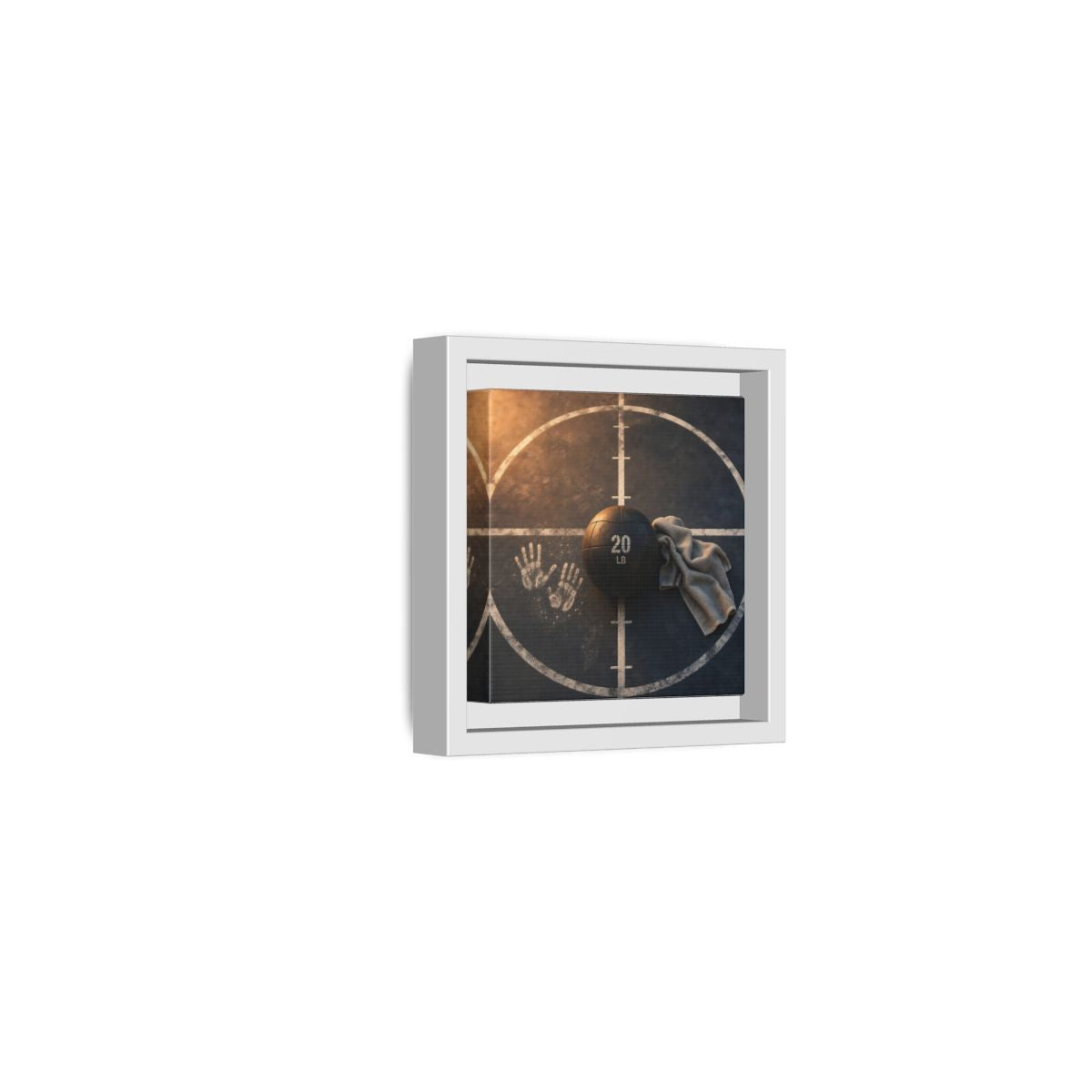 Side Mockup 22. Medicine Ball And Towel shown as framed canvas print
