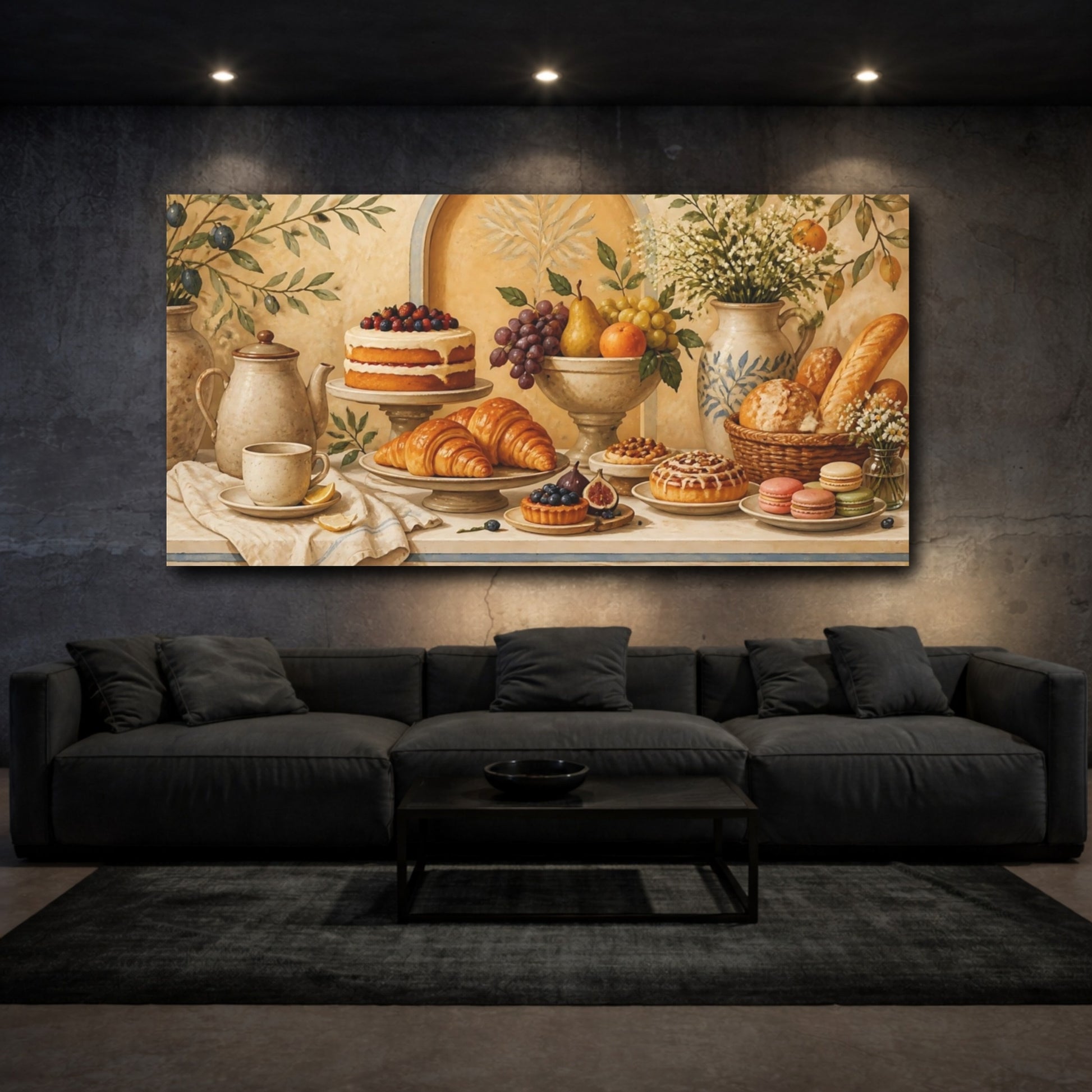 Mockup 3. Mediterranean Breakfast Table shown as canvas print