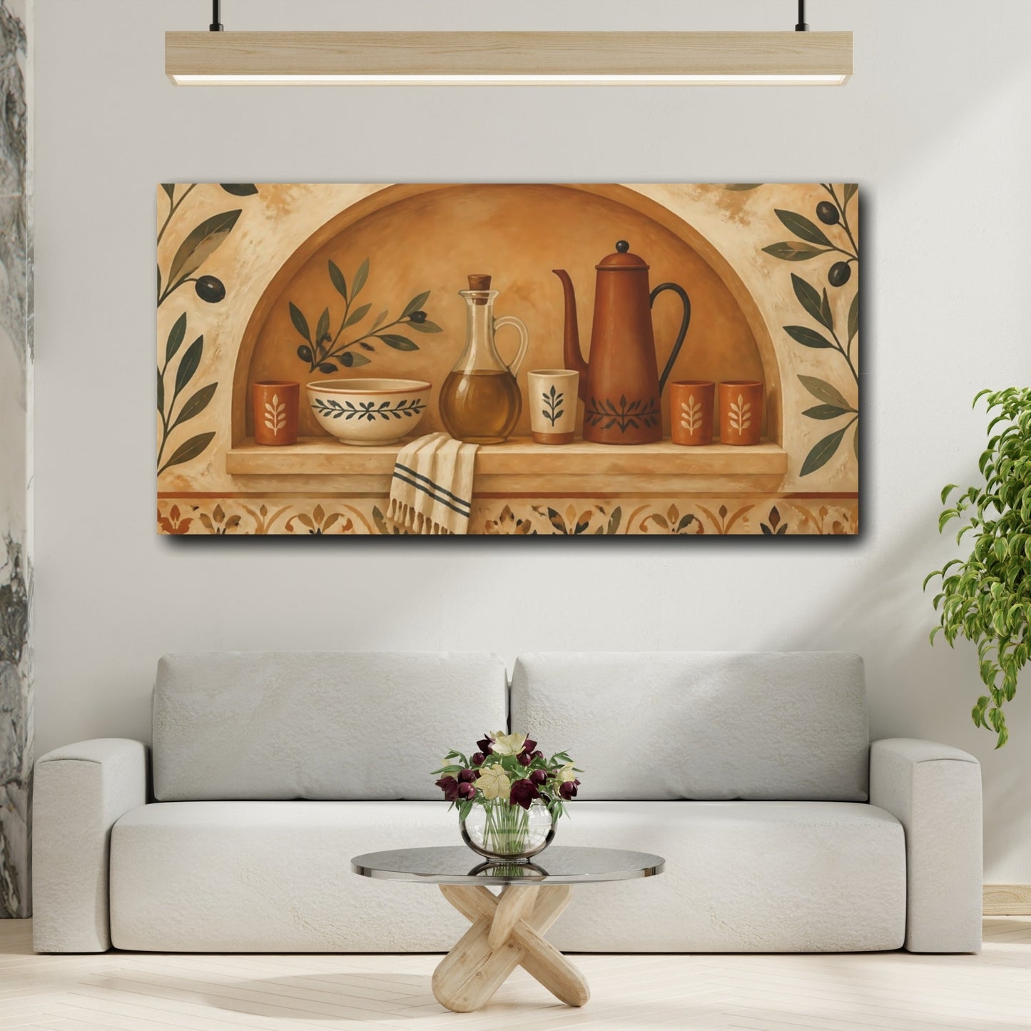 Mockup 2. Mediterranean Kitchen Niche shown as canvas print