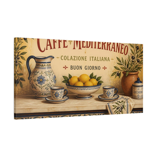 Main Mockup. Mediterranean Lemon Breakfast shown as canvas print