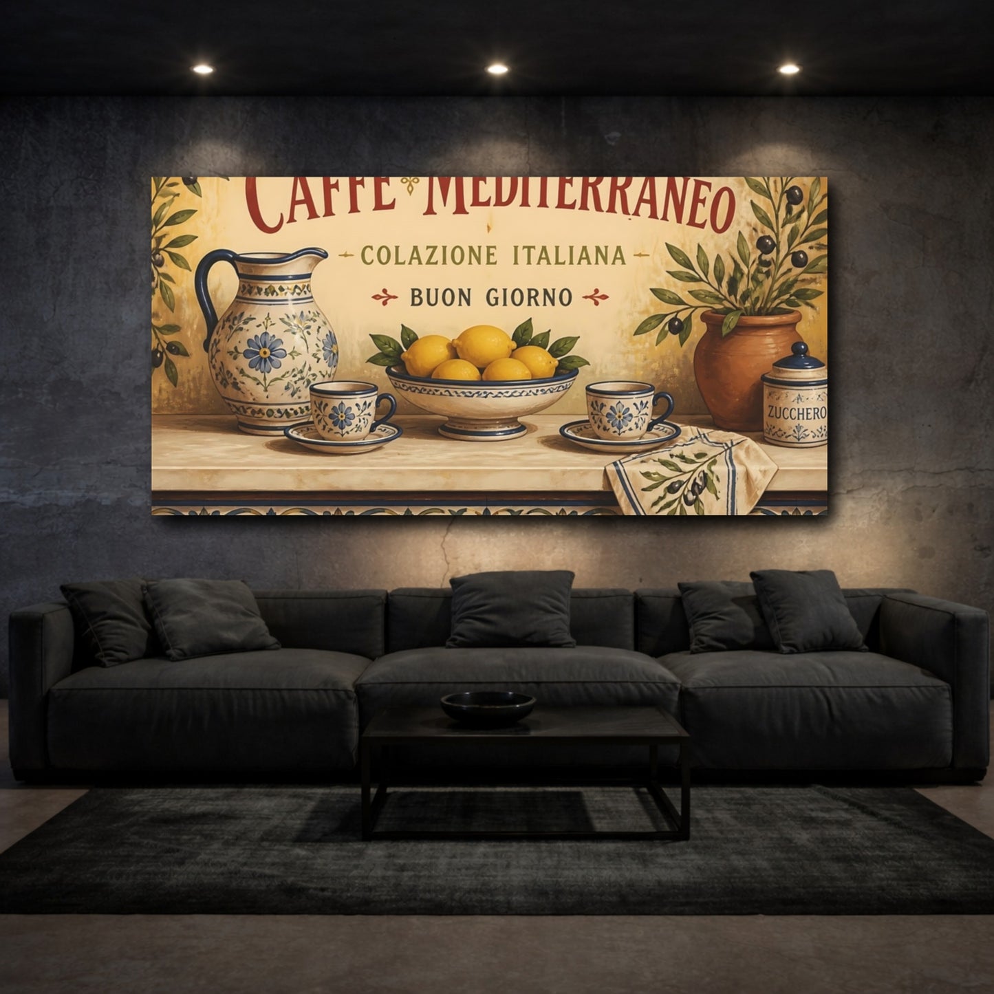 Mockup 3. Mediterranean Lemon Breakfast shown as canvas print