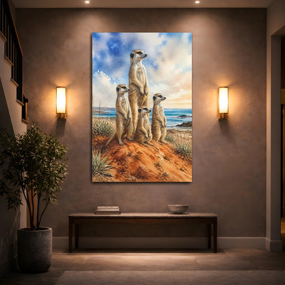 Mockup 2. Meerkat Animals By The Sea shown as canvas print