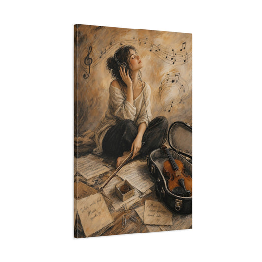 Main Mockup. Melody In Sepia shown as canvas print