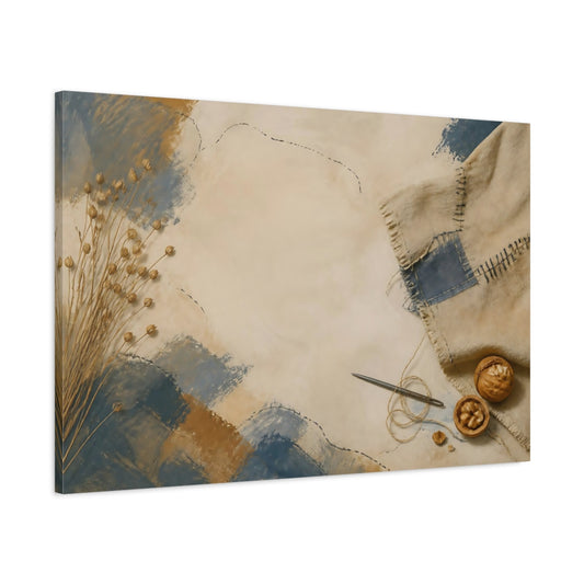 Main Mockup. Mended Linen And Flax shown as canvas print