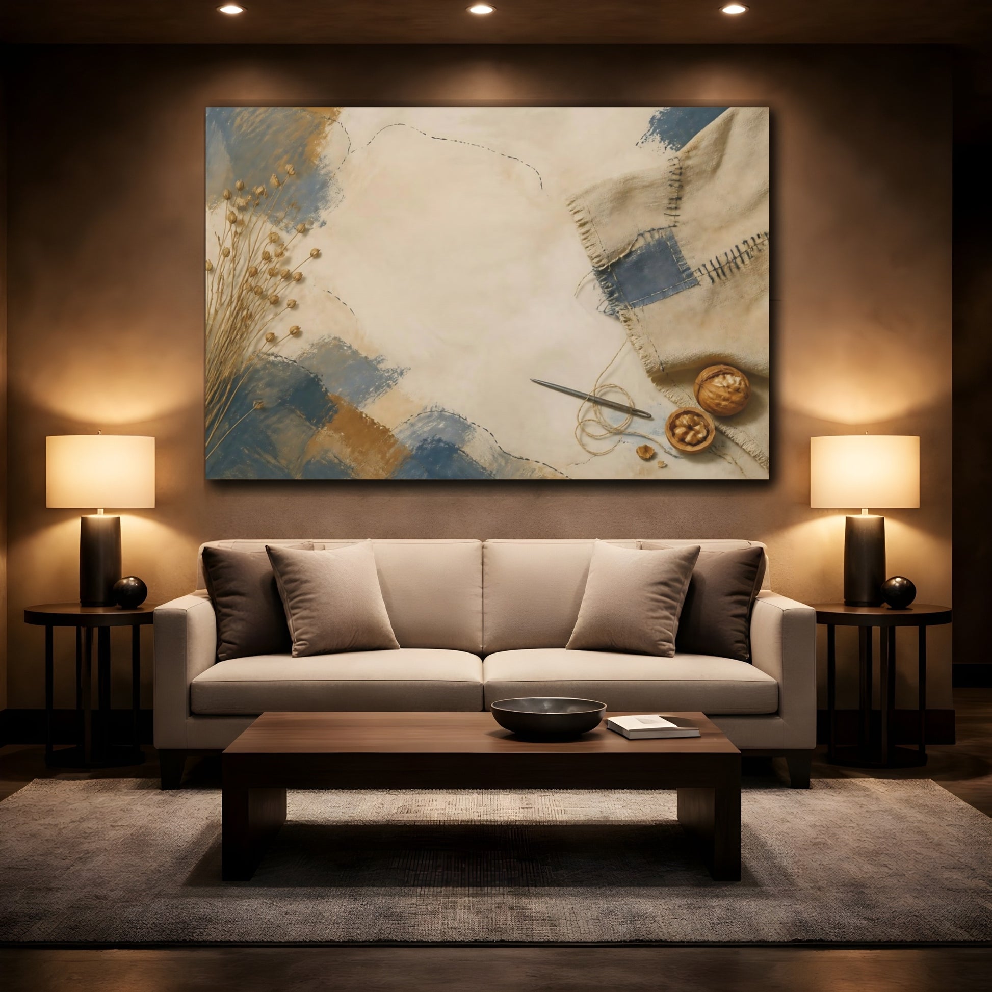Mockup 2. Mended Linen And Flax shown as canvas print