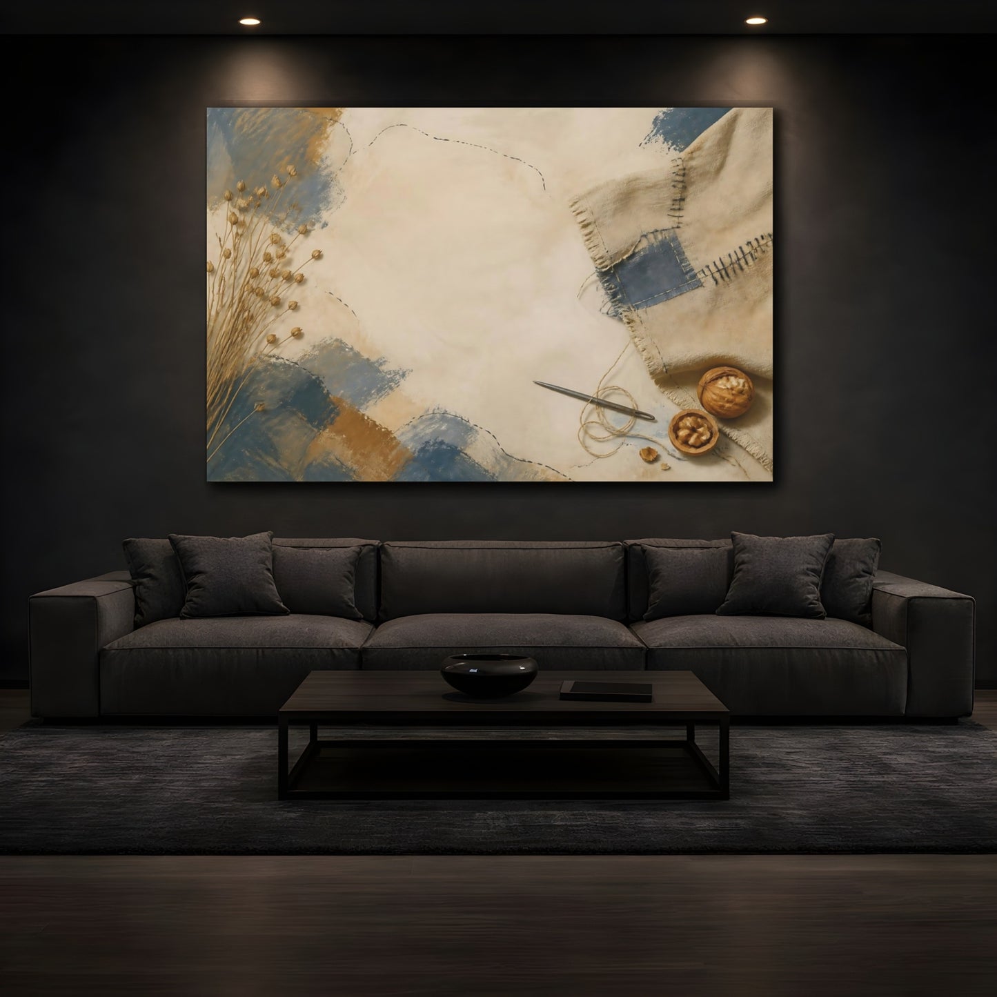 Mockup 3. Mended Linen And Flax shown as canvas print