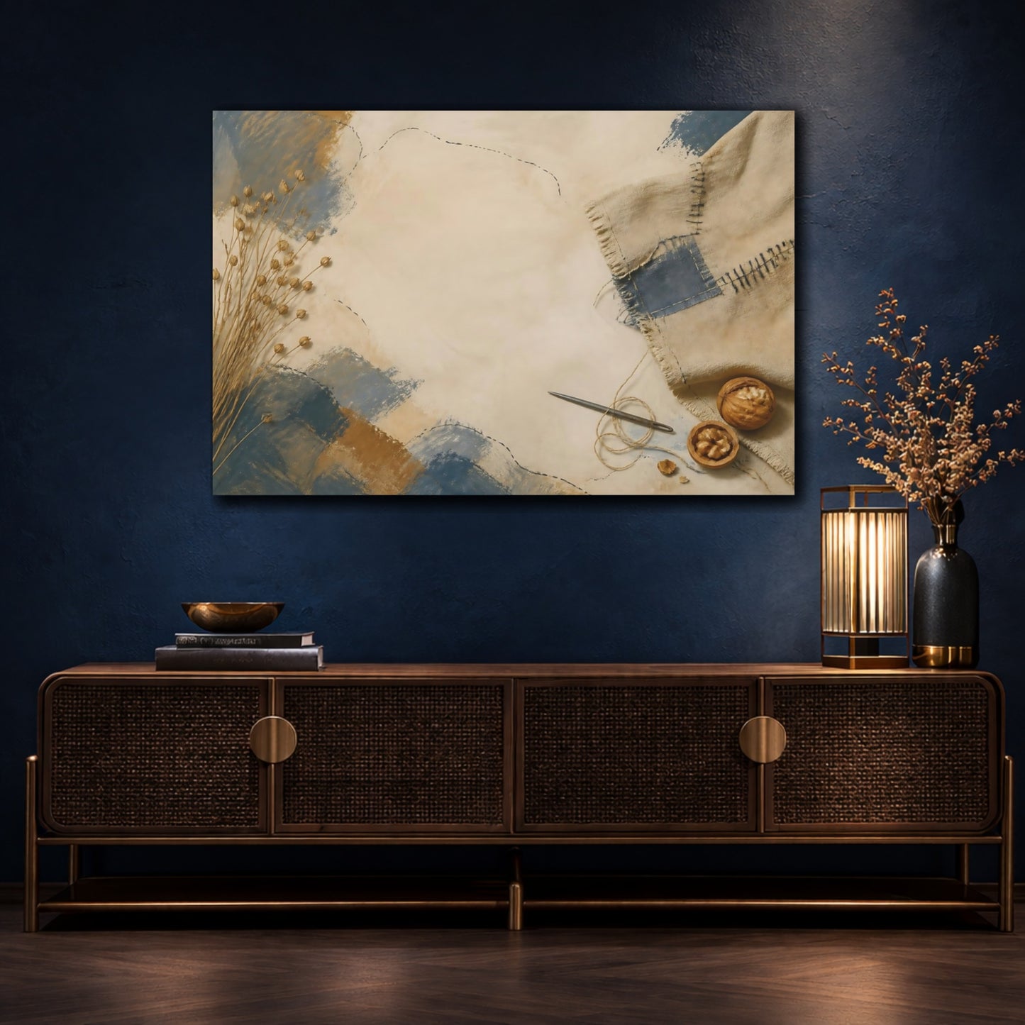 Mockup 4. Mended Linen And Flax shown as canvas print