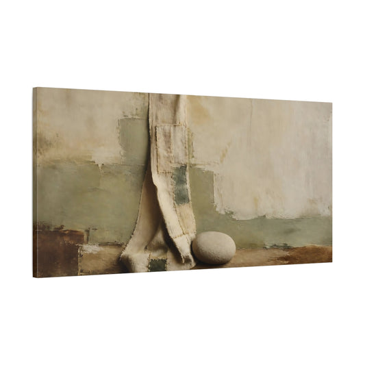 Main Mockup. Mended Linen And Stone shown as canvas print