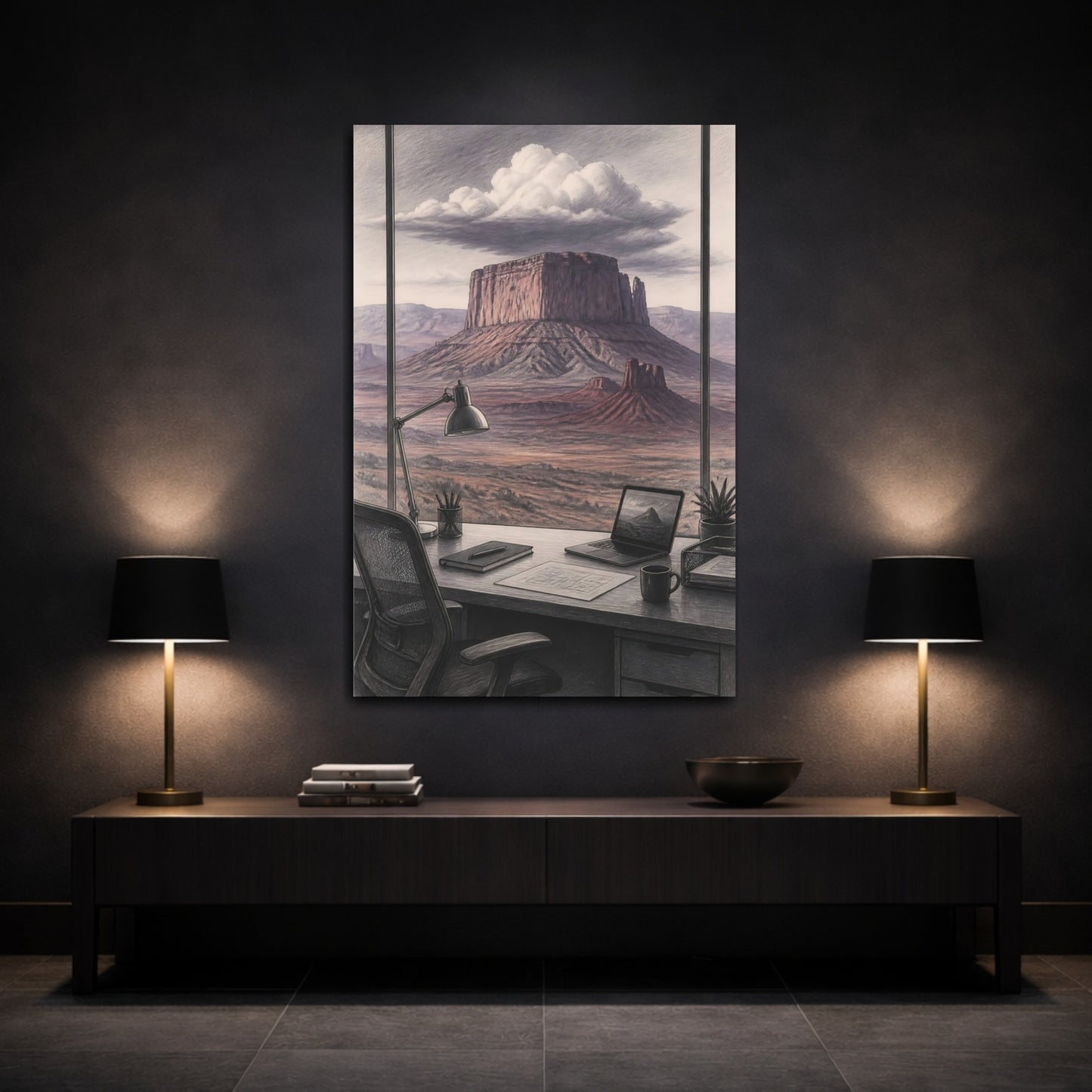 Mockup 3. Mesa Office View shown as canvas print