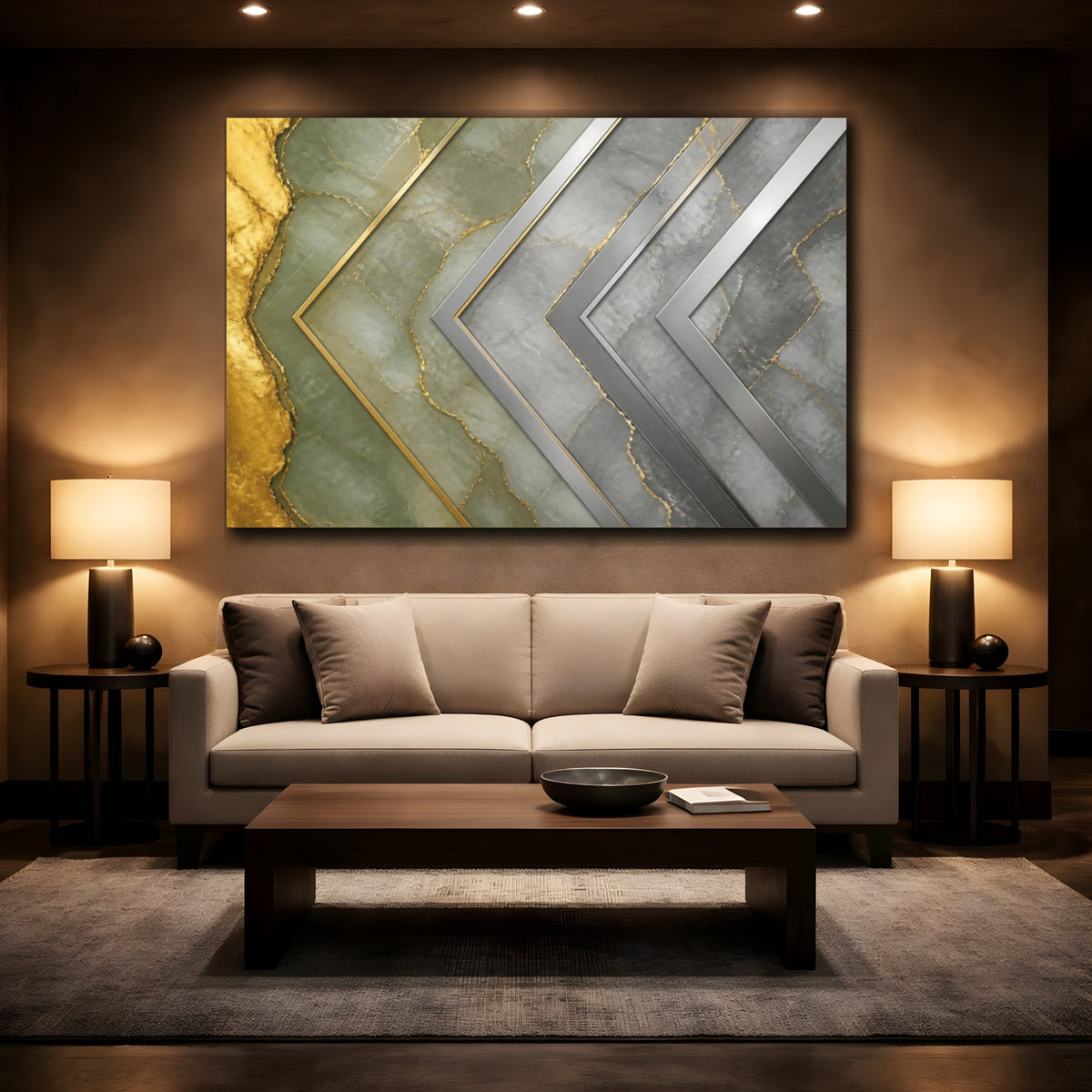 Mockup 2. Metal Bands Abstract Accent shown as canvas print