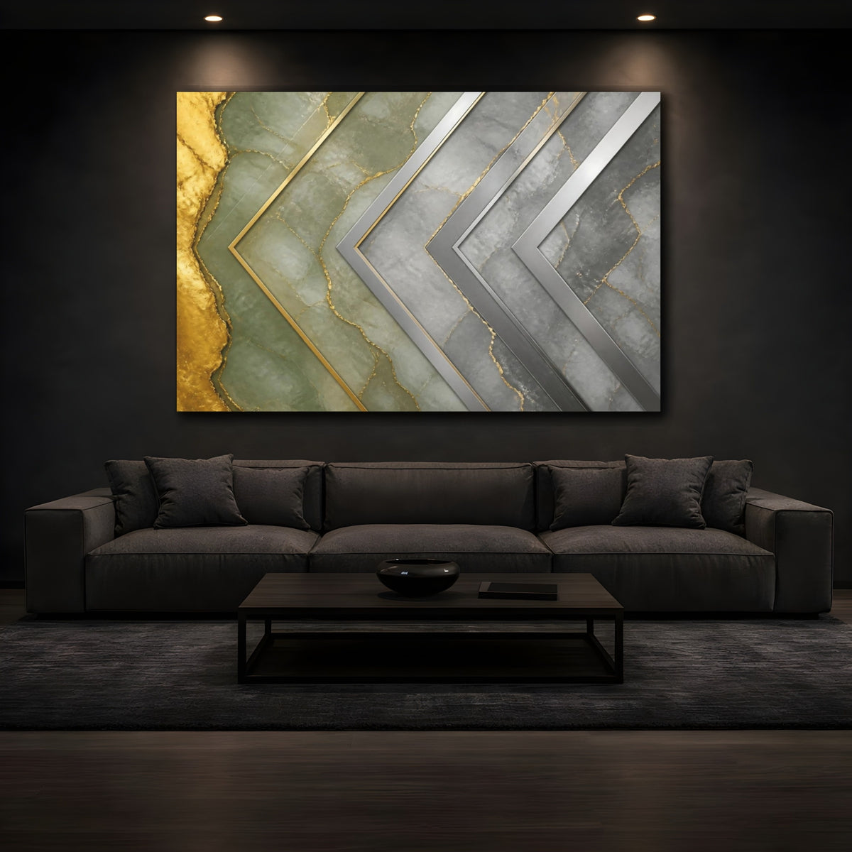 Mockup 3. Metal Bands Abstract Accent shown as canvas print