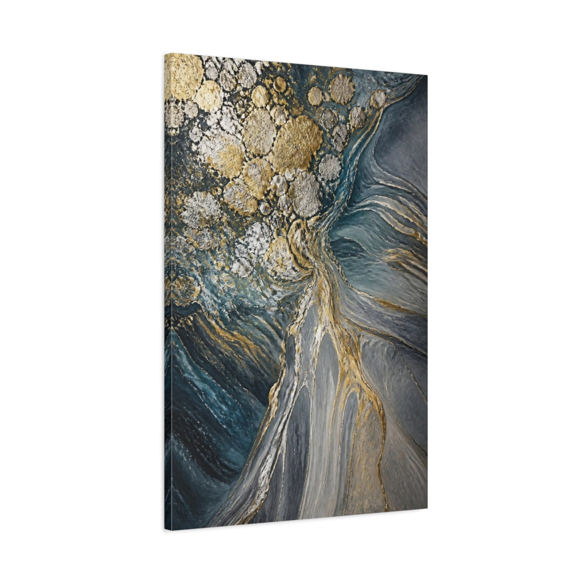 Main Mockup. Metallic Orbs Abstract Accent shown as canvas print