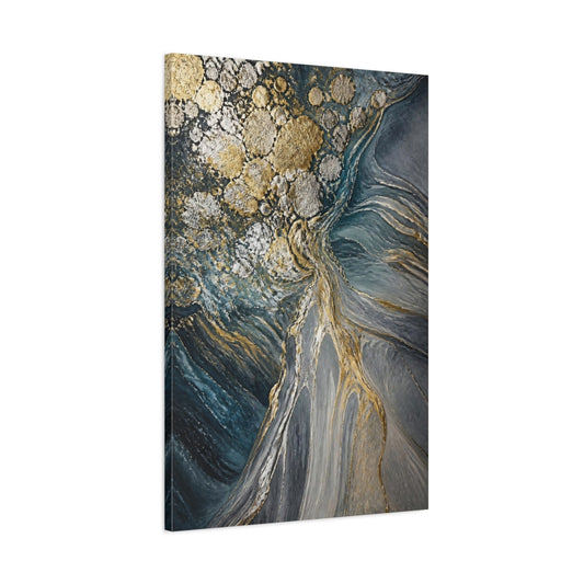 Main Mockup. Metallic Orbs Abstract Accent shown as canvas print