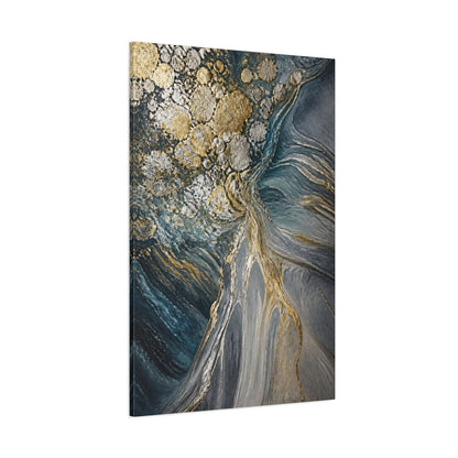 Side Mockup 1. Metallic Orbs Abstract Accent shown as canvas print