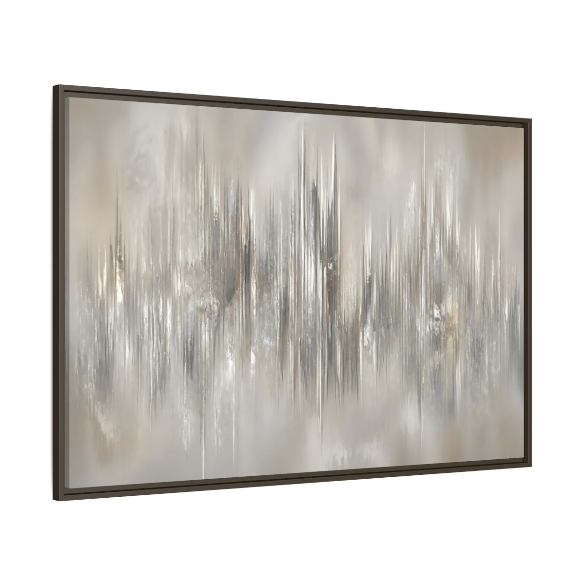 Side Mockup 8. Metallic Vertical Harmony shown as framed canvas print
