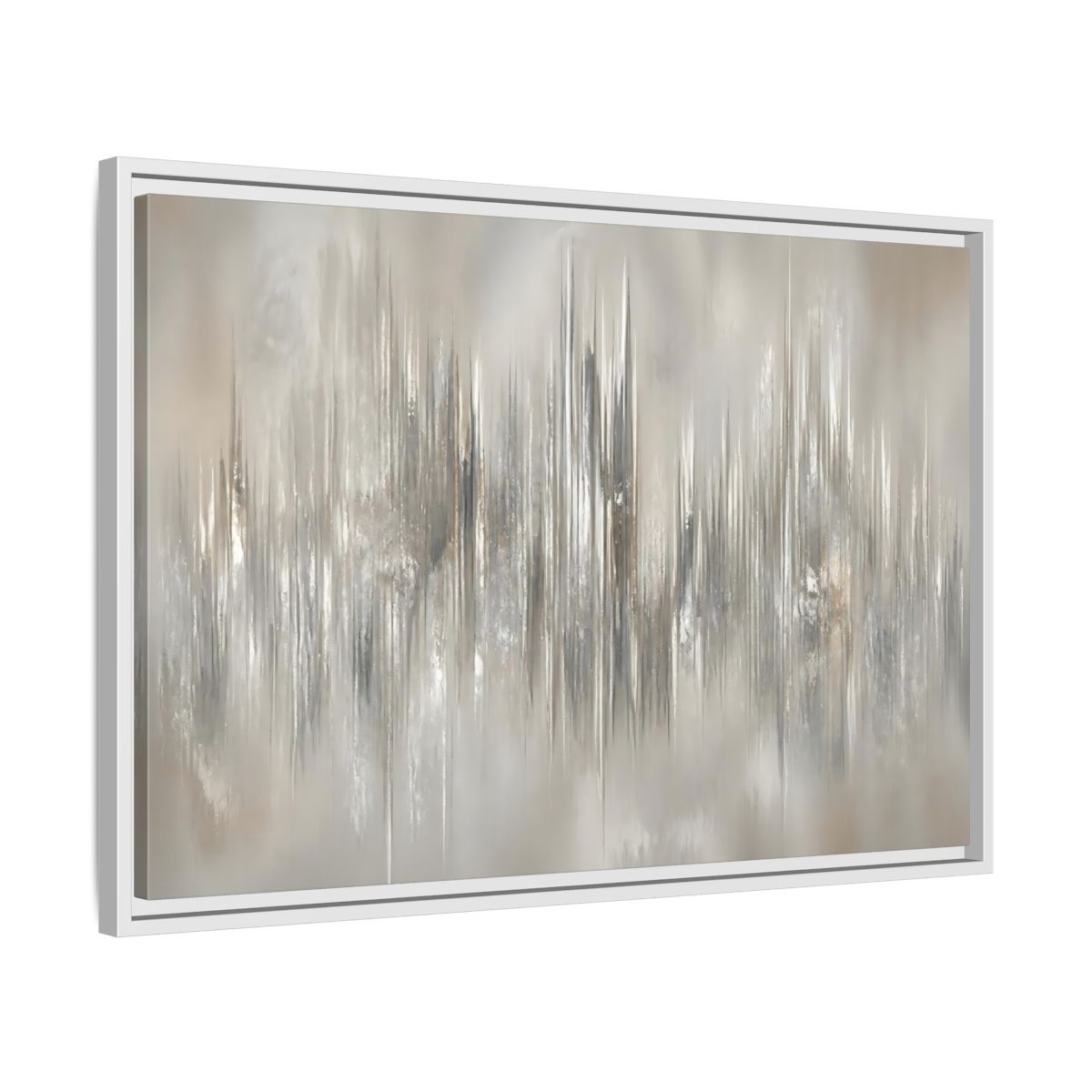 Side Mockup 10. Metallic Vertical Harmony shown as framed canvas print