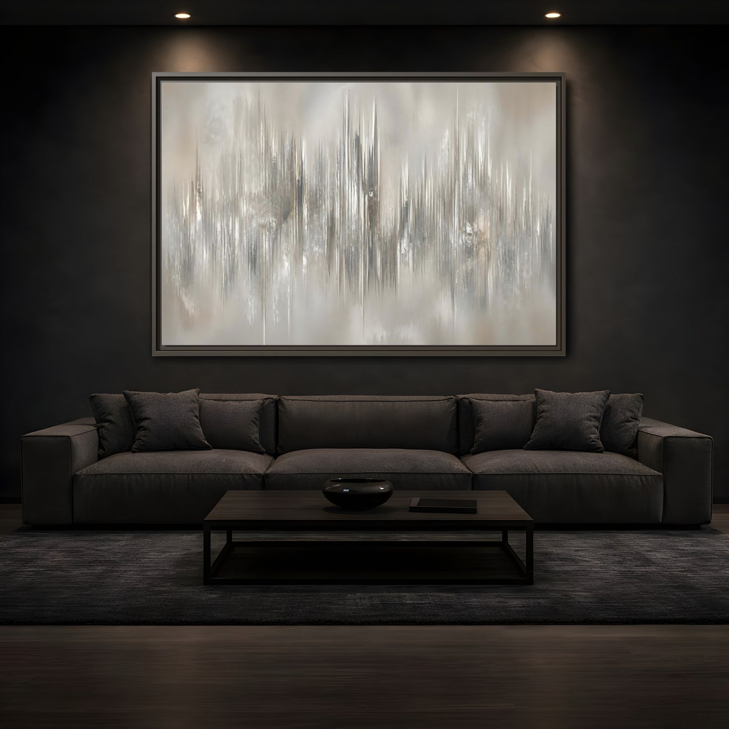 Mockup 3. Metallic Vertical Harmony shown as framed canvas print