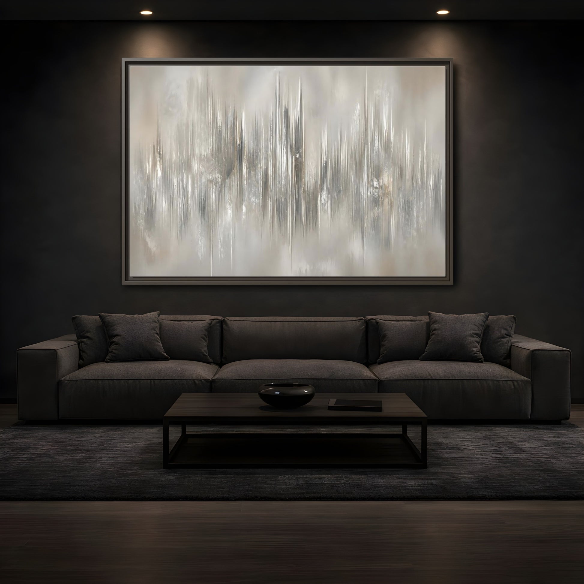 Mockup 3. Metallic Vertical Harmony shown as framed canvas print