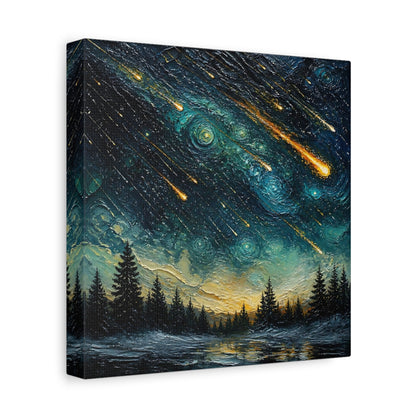 Side Mockup 9. Meteor Shower Over Pines shown as canvas print
