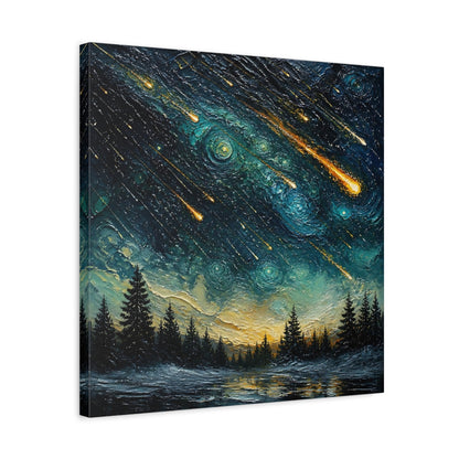 Side Mockup 5. Meteor Shower Over Pines shown as canvas print