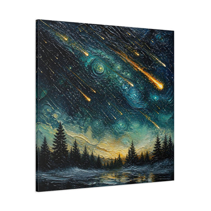 Side Mockup 1. Meteor Shower Over Pines shown as canvas print