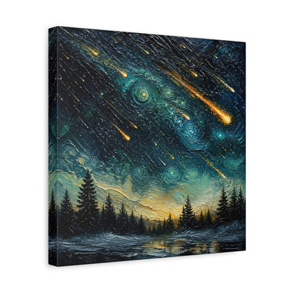 Side Mockup 7. Meteor Shower Over Pines shown as canvas print