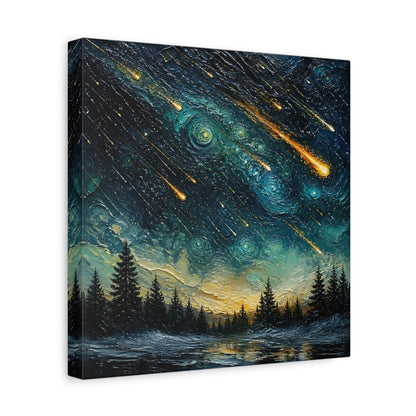 Side Mockup 8. Meteor Shower Over Pines shown as canvas print