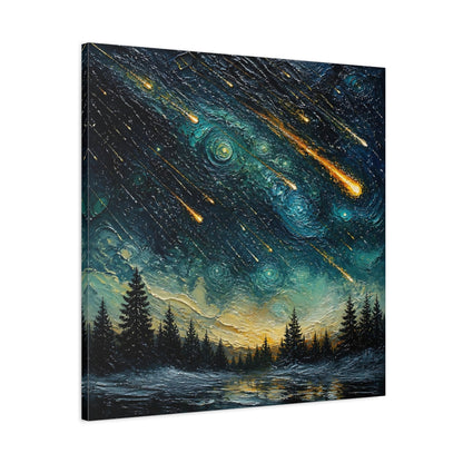 Side Mockup 3. Meteor Shower Over Pines shown as canvas print