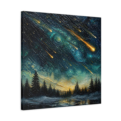 Side Mockup 4. Meteor Shower Over Pines shown as canvas print