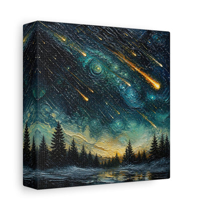 Side Mockup 2. Meteor Shower Over Pines shown as canvas print