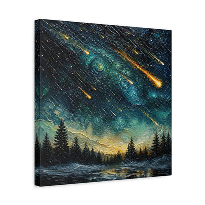 Side Mockup 6. Meteor Shower Over Pines shown as canvas print