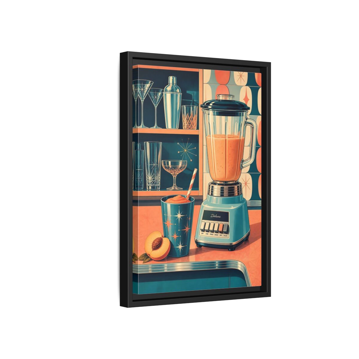 Side Mockup 6. Mid-Century Blender Still Life shown as framed canvas print