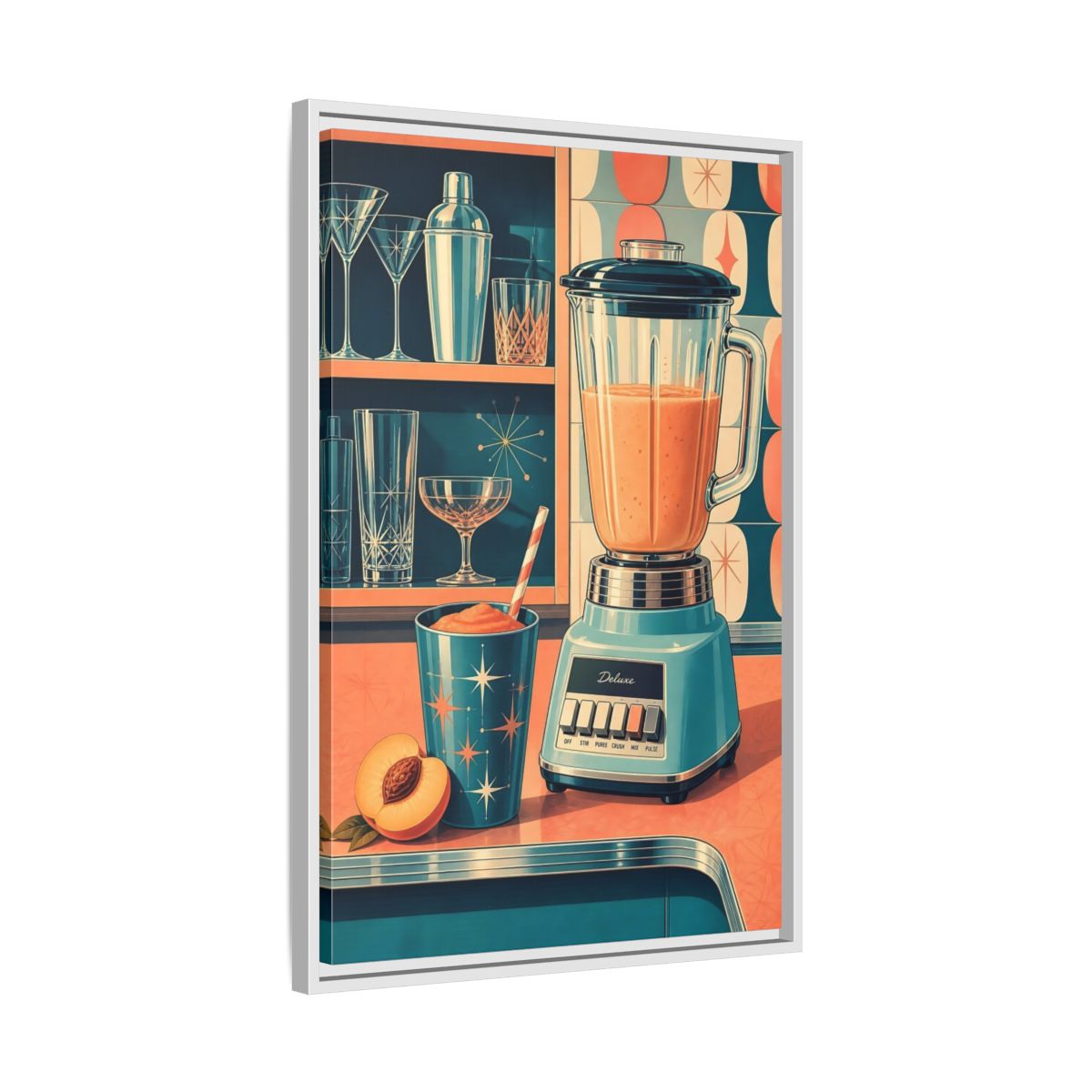 Side Mockup 10. Mid-Century Blender Still Life shown as framed canvas print