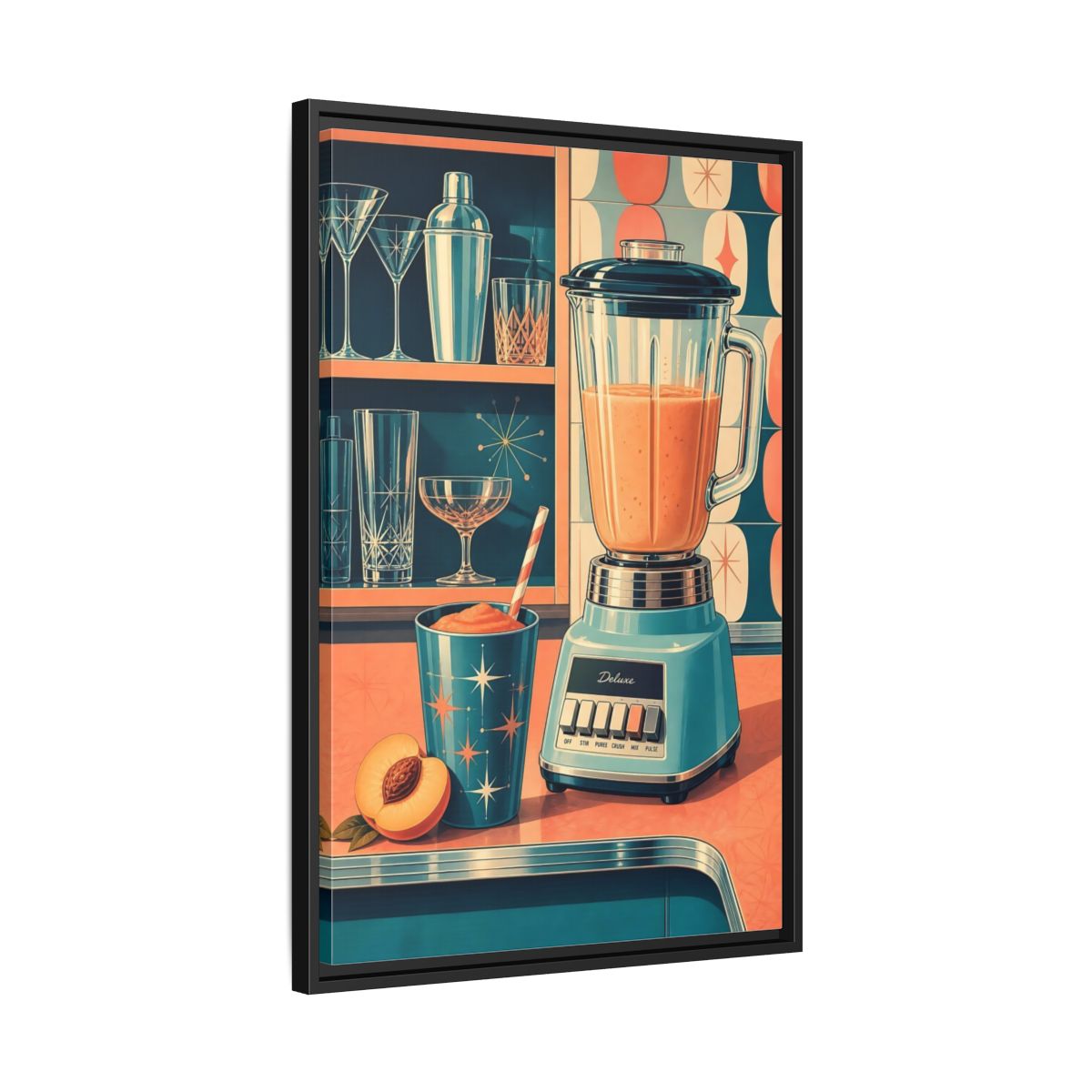 Side Mockup 14. Mid-Century Blender Still Life shown as framed canvas print
