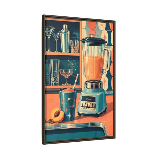 Main Mockup. Mid-Century Blender Still Life shown as framed canvas print