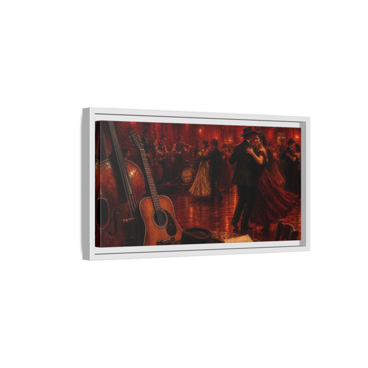 Side Mockup 6. Midnight Ballroom Romance shown as framed canvas print