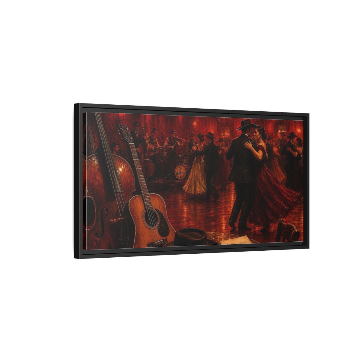 Side Mockup 2. Midnight Ballroom Romance shown as framed canvas print
