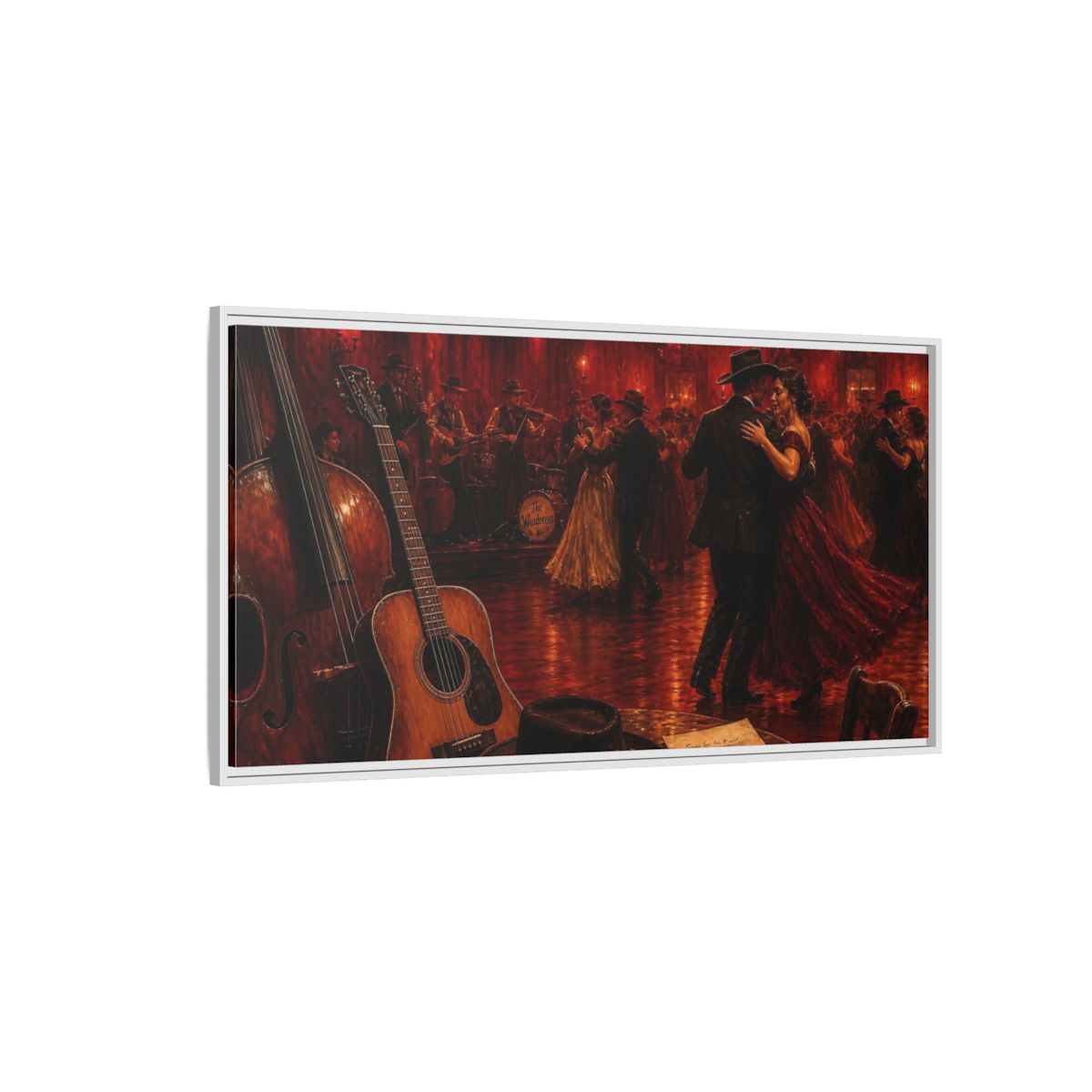 Side Mockup 3. Midnight Ballroom Romance shown as framed canvas print