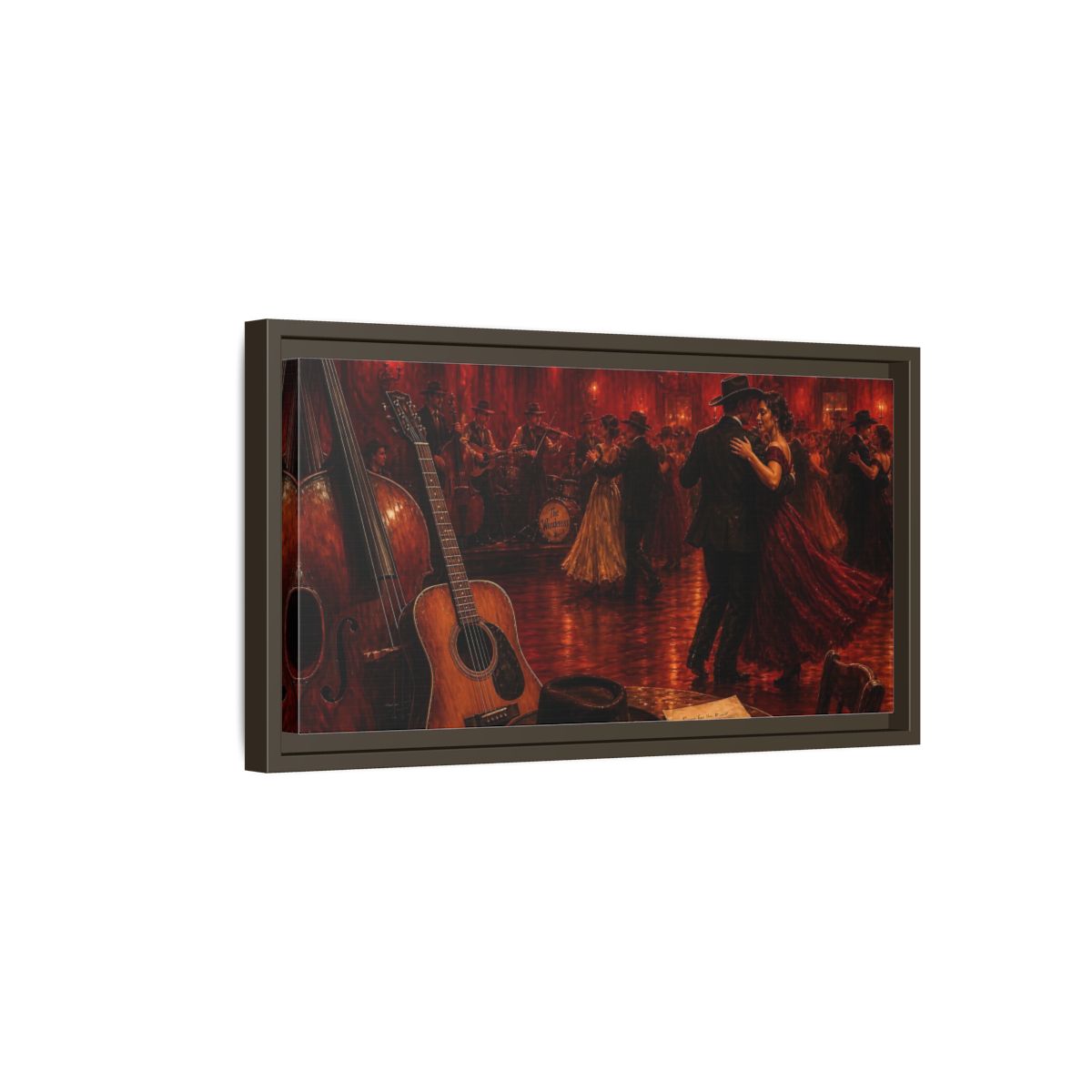 Side Mockup 7. Midnight Ballroom Romance shown as framed canvas print