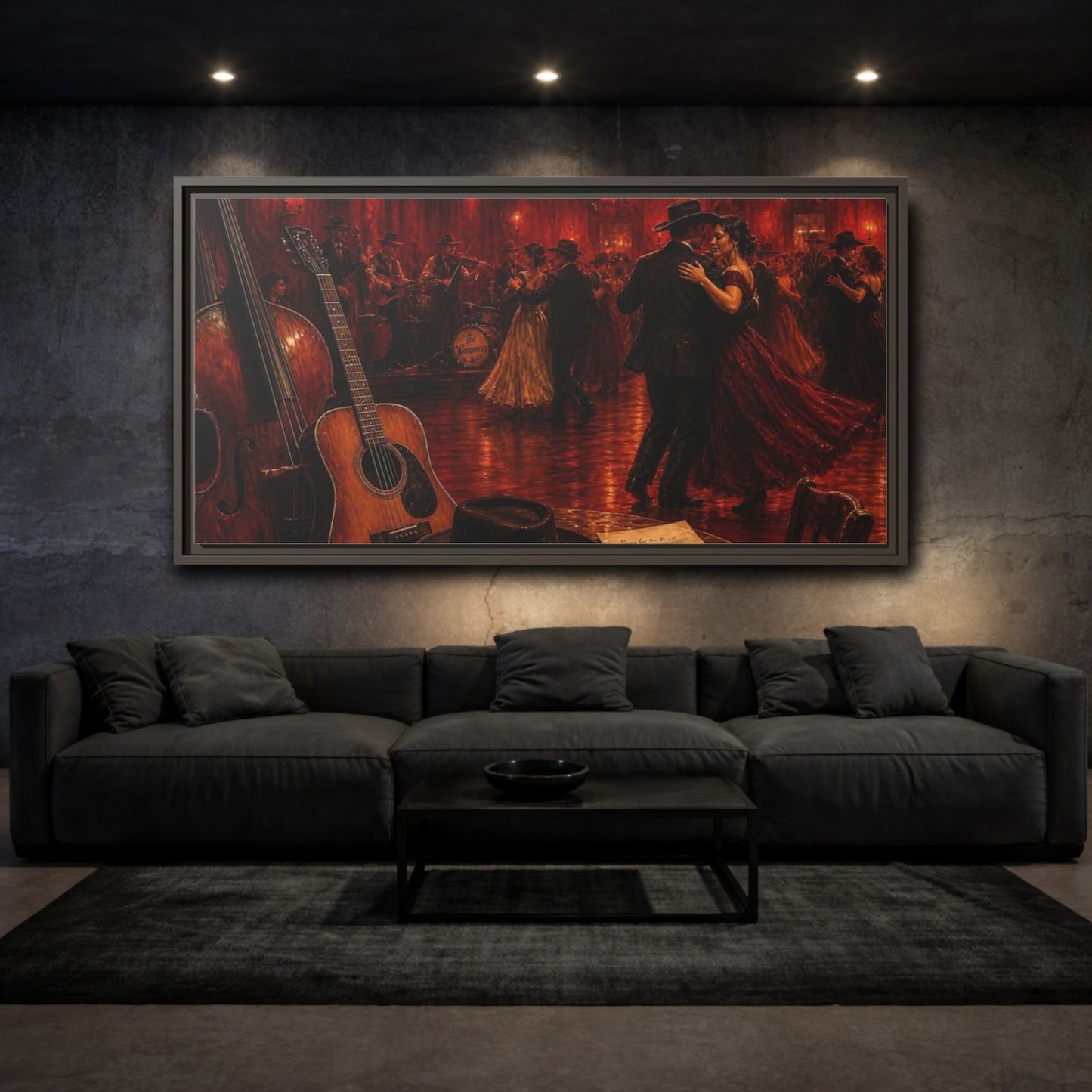 Mockup 3. Midnight Ballroom Romance shown as framed canvas print