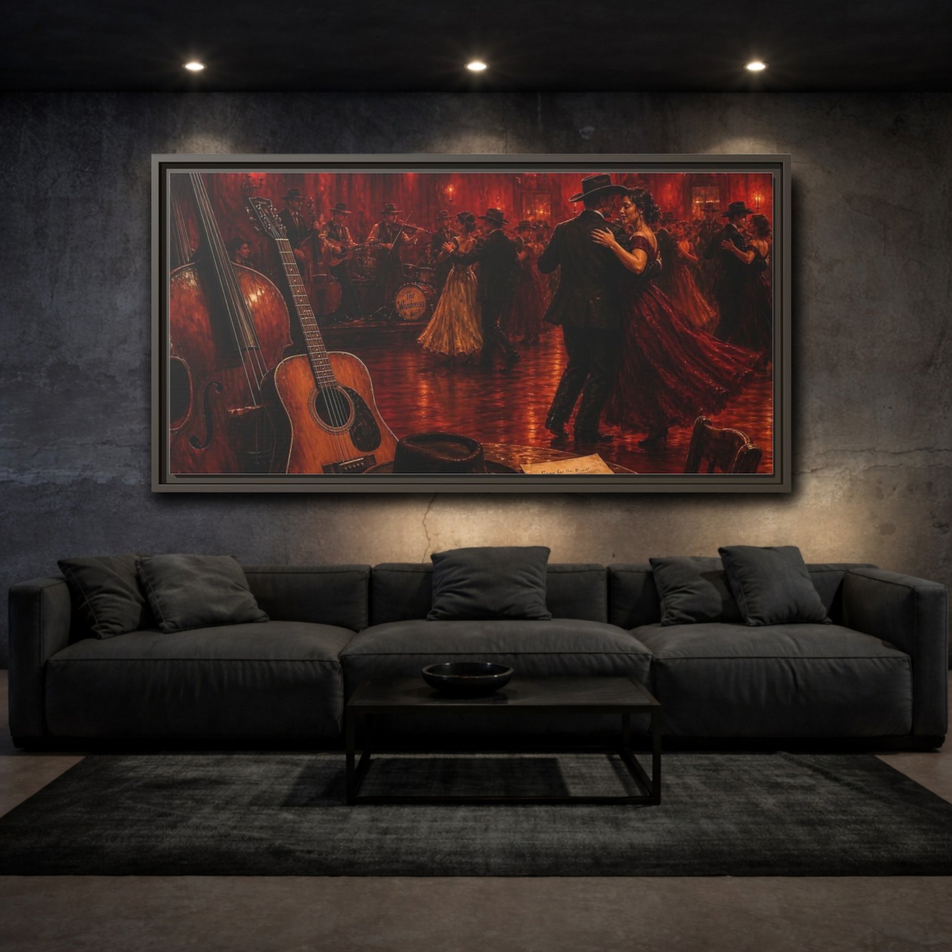 Mockup 3. Midnight Ballroom Romance shown as framed canvas print