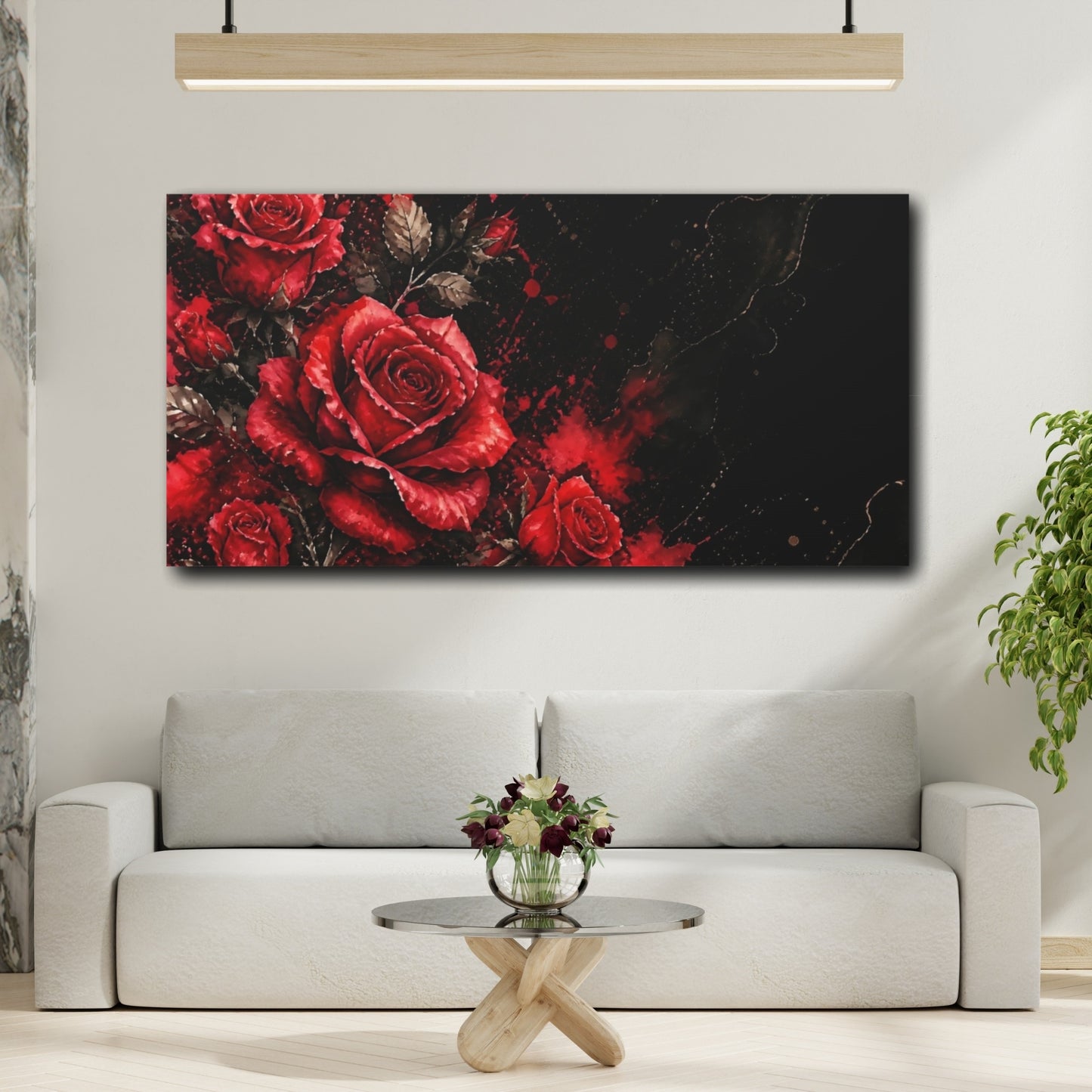 Mockup 2. Midnight Crimson Roses shown as canvas print