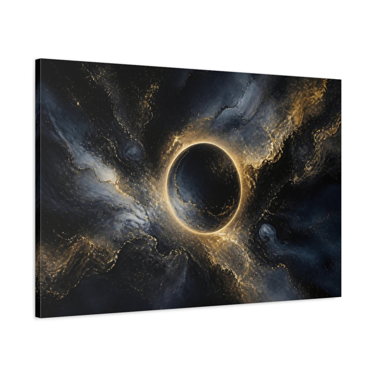 Main Mockup. Midnight Gold Eclipse shown as canvas print