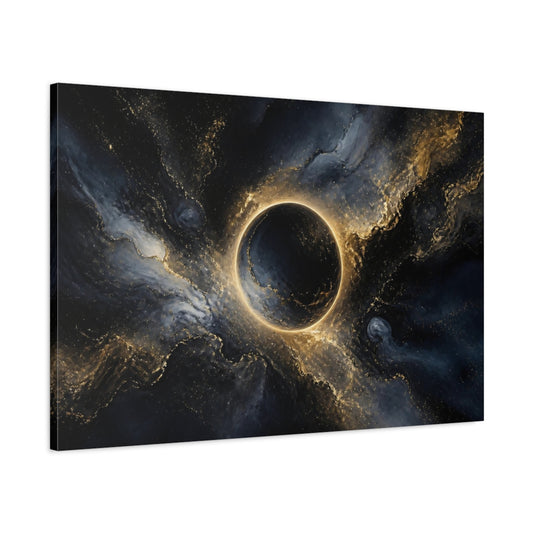 Main Mockup. Midnight Gold Eclipse shown as canvas print