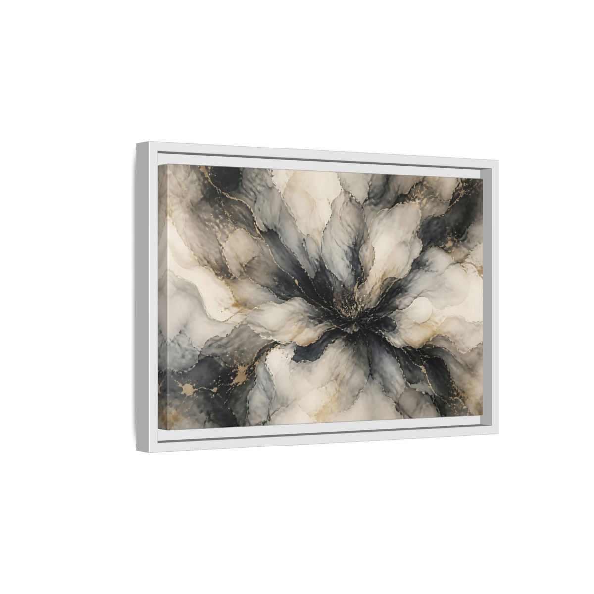 Side Mockup 4. Midnight Ink Bloom shown as framed canvas print