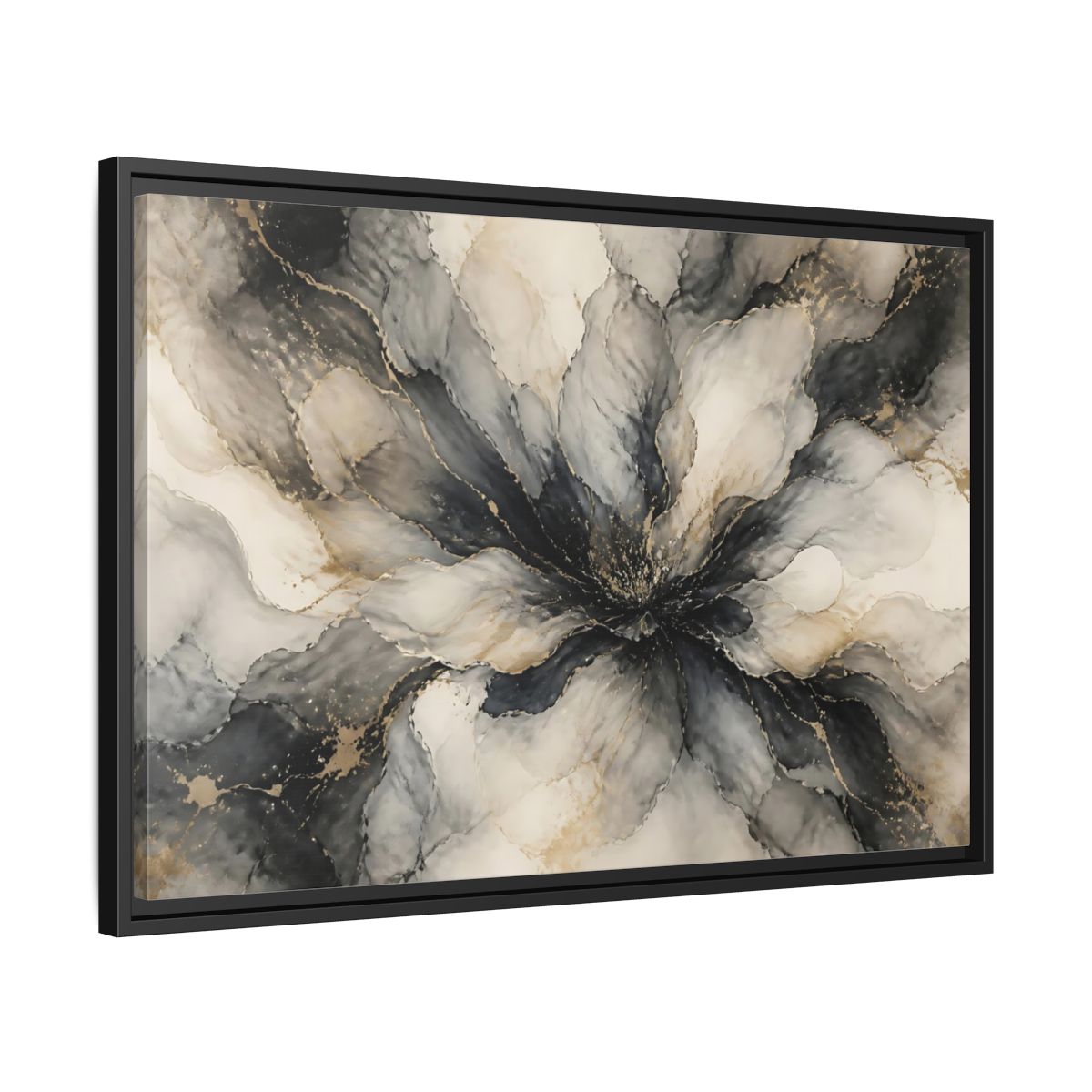 Side Mockup 14. Midnight Ink Bloom shown as framed canvas print