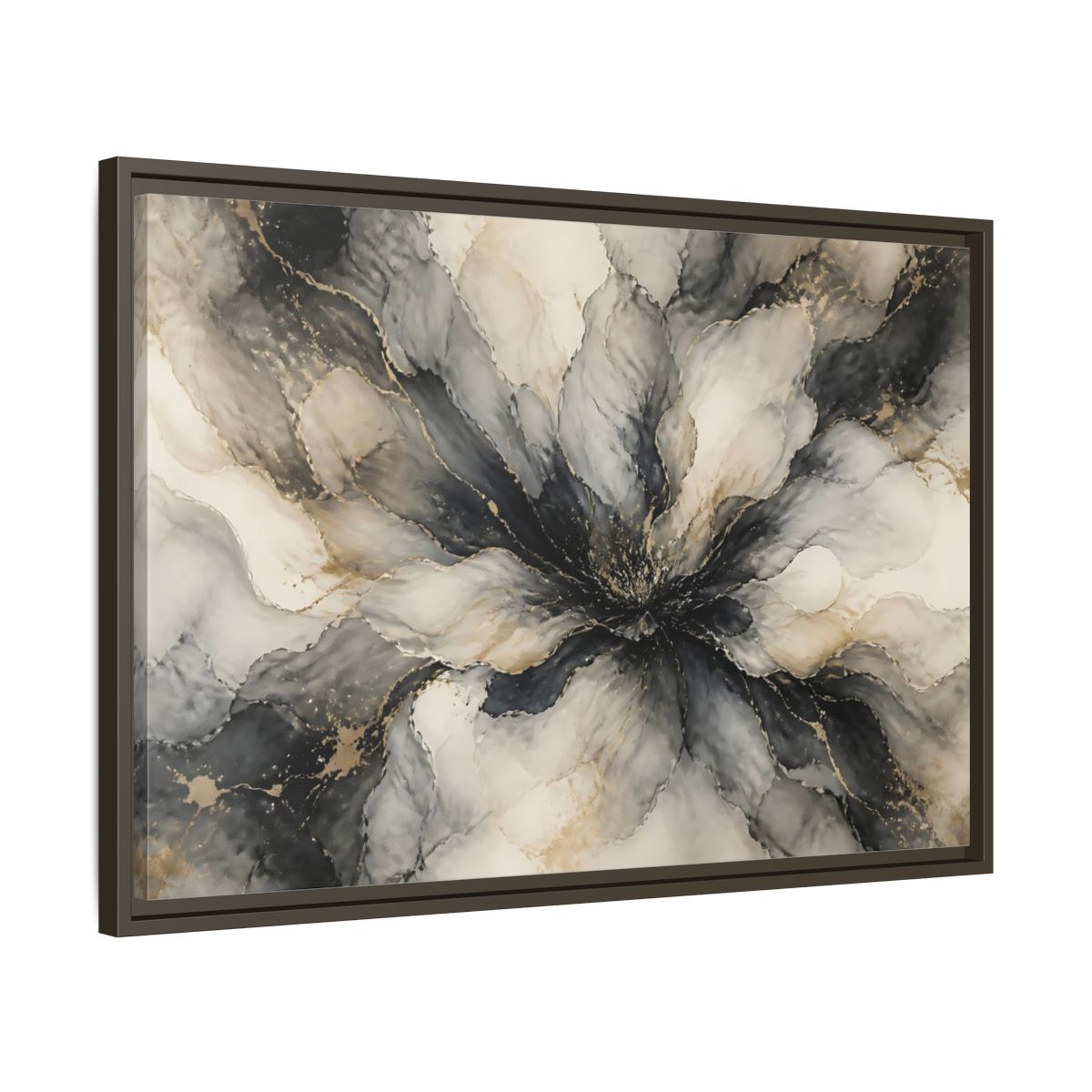 Side Mockup 11. Midnight Ink Bloom shown as framed canvas print