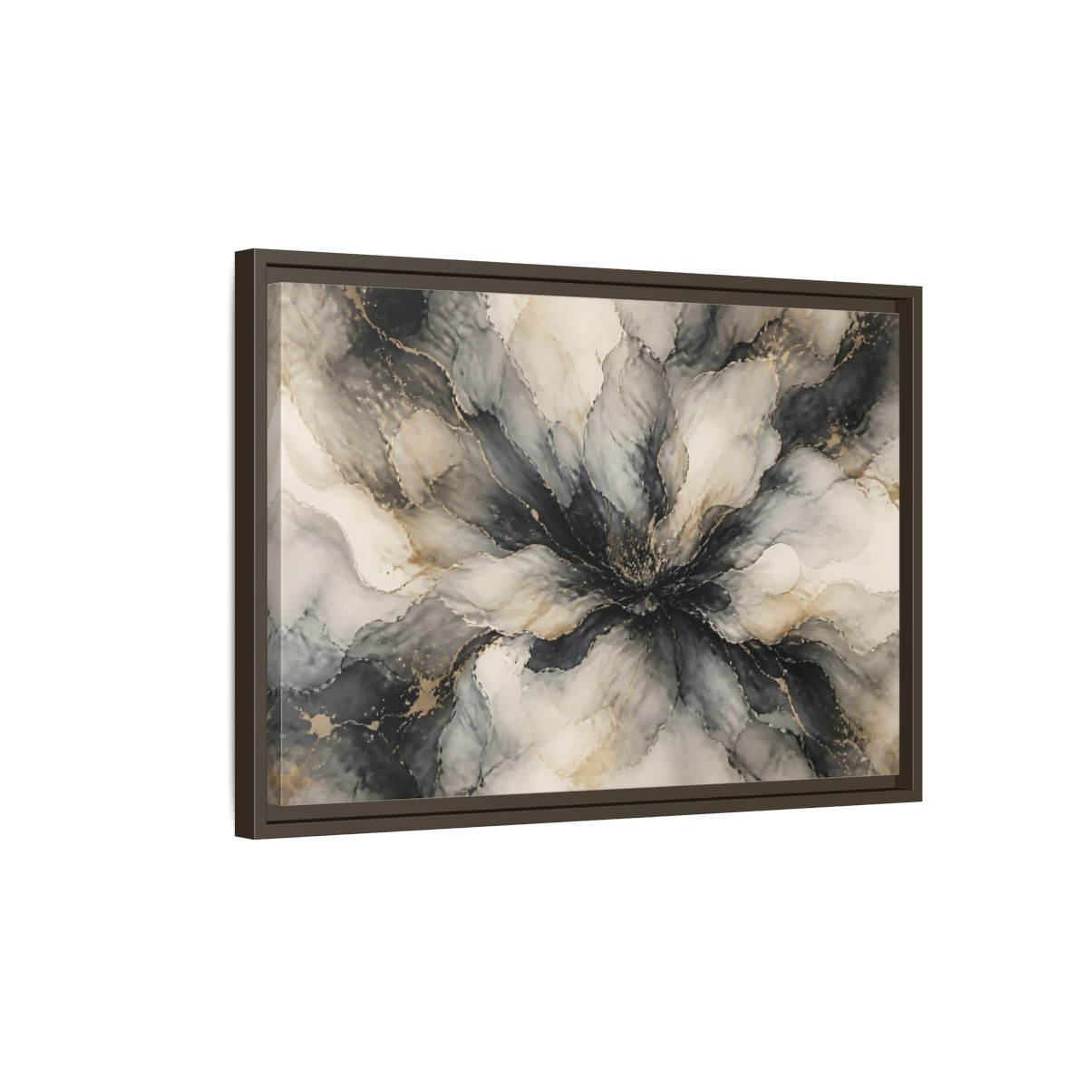 Side Mockup 2. Midnight Ink Bloom shown as framed canvas print