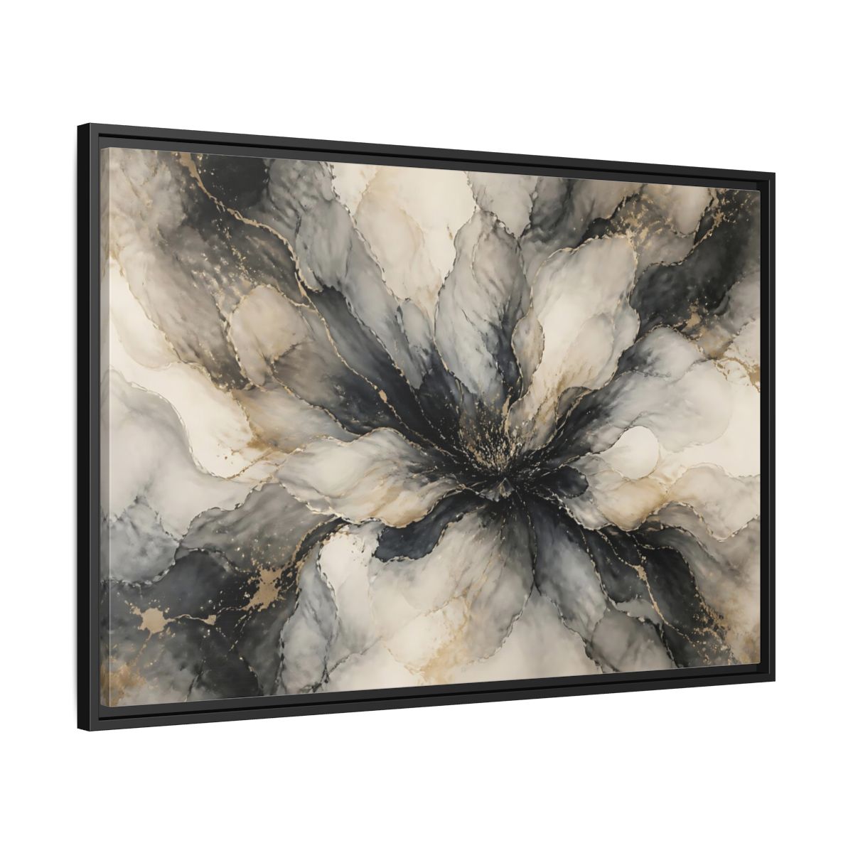 Side Mockup 13. Midnight Ink Bloom shown as framed canvas print