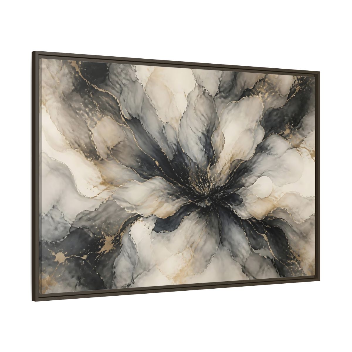 Side Mockup 8. Midnight Ink Bloom shown as framed canvas print